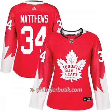 Dame Ishockey Toronto Maple Leafs Tröja Auston Matthews 34 Adidas 2017-2018 Röd Alternate Authentic